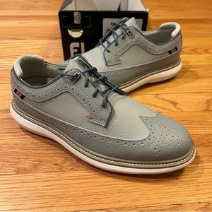 FOOTJOY FJ Traditions 57912 Wing Tip Golf Shoes Medium Grey NEW
